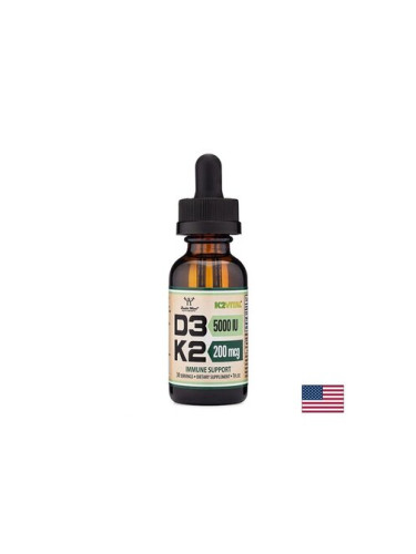 Грижа за костите - Витамин D3 5000 IU + K2 200 µg, капки, 29.6 ml