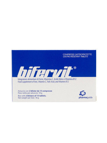 Bifervit/ Желязо + фолиева киселина, витамин С и В12 х 30 стомашно устойчиви таблетки, Pharmaguida