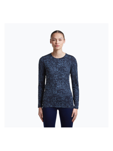 Дамска блуза с дълъг ръкав icebreaker Merino 200 Oasis Crewe Moss Bloom navy/dawn/aop
