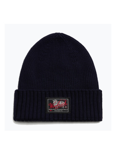 Мъжка зимна шапка Woolrich Legacy Patch Beanie melton blue