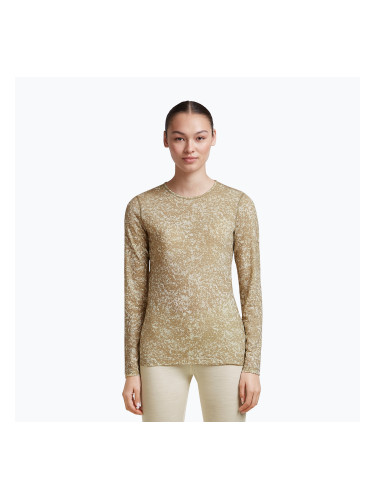 Дамска блуза с дълъг ръкав icebreaker Merino 200 Oasis Crewe Moss Bloom cumin/undyed/aop