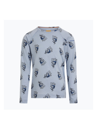 Детски термоактивен суитшърт Icebreaker Merino 200 Oasis Crewe Bear Tour Zinc Blue/Aop
