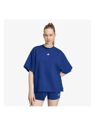 Тениска adidas 3 Stripes Studio Boyfriend Tee Dark Blue XL