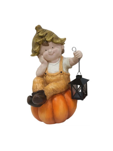 ДЕКОРАТИВНА ФИГУРА МОМЧЕ С ФЕНЕР 24.5/22.5/41.5CM