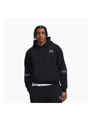 Мъжки суитшърт Under Armour Icon Fleece Taped Hoodie ultimate black/white