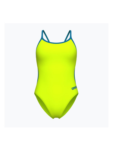 Дамски цял костюм за плуване Arena Lace Back Solid artic lime/blue cosmo