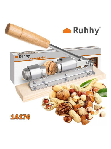 Ръчна лешникотрошачка Ruhhy, регулируема, с дървен плот