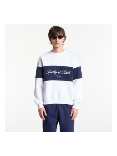 Суитшърт Sporty & Rich Signature Logo Block Crewneck UNISEX White/ Dark Navy S