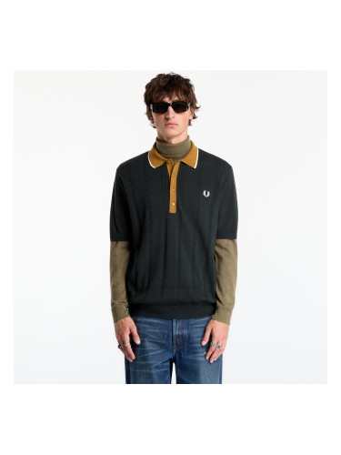 Тениска FRED PERRY Cable Knit Shirt Night Green M