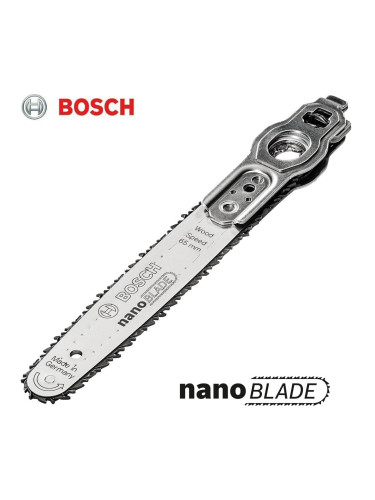 К-т шина с верига за верижен трион 6.5 см, Bosch nanoBLADE Wood Speed 65