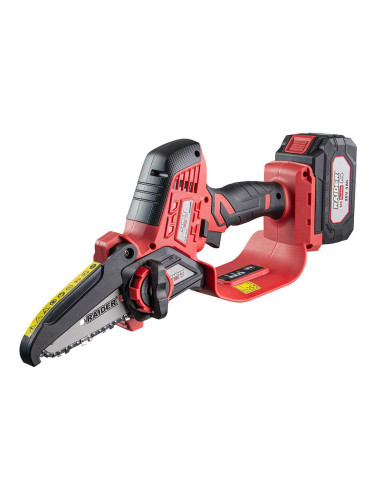 Мини акумулаторна резачка RAIDER RDP-CLGP20, 20V, 4Ah, 10 см шина, 1/4" верига, R20 System