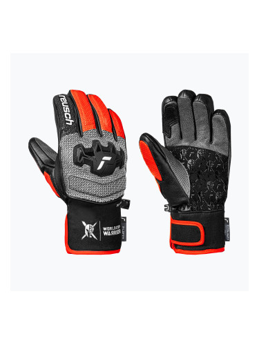 Детски скиорски ръкавици Reusch Worldcup Warrior GS black/silver/fluo red