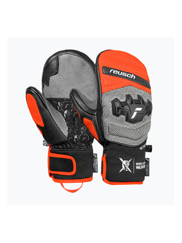 Детски скиорски ръкавици Reusch Worldcup Warrior GS Mitten black/silver/fluo red