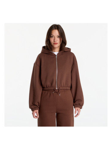Суитшърт Urban Classics Fluffy Cropped Zip Hoodie Chocolate Brown XS