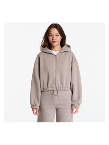 Суитшърт Urban Classics Fluffy Cropped Zip Hoodie Deep Taupe XS
