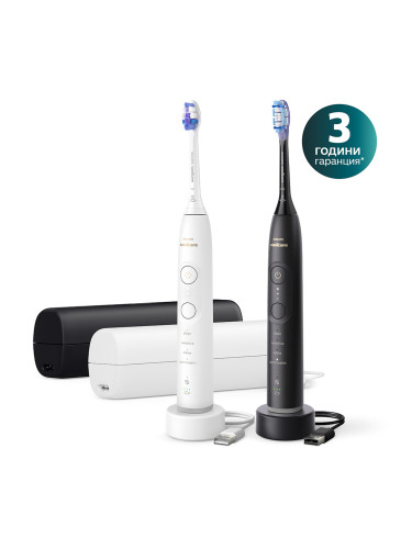 Комплект Електрически четки за зъби Next-Generation с калъфи Philips Sonicare Серия 7100, бяла и черна
