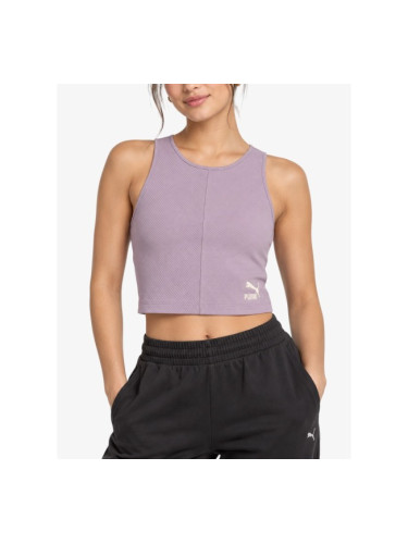 PUMA Classics Ribbed Crop Top Violet