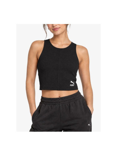PUMA Classics Ribbed Crop Top Black