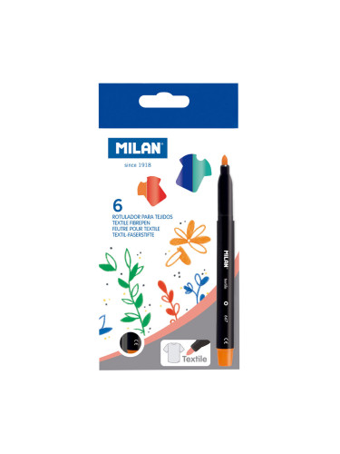 Флумастери MILAN текстил 6 цвята