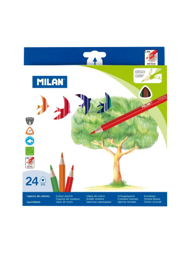 Цветни моливи MILAN 24 цв. дълги триъг.