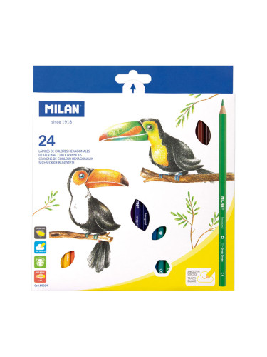 Цветни моливи MILAN TOUCAN 24 цв. дълги