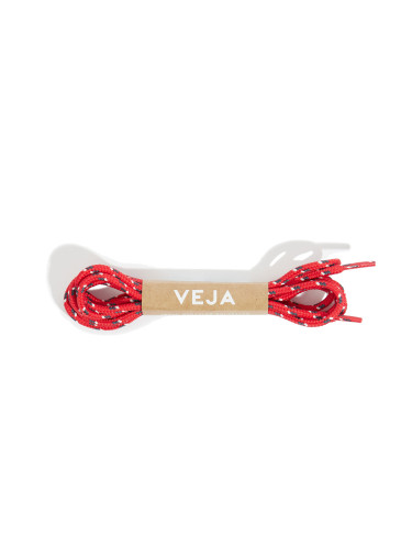 Veja Laces Rond Rec Pol Pekin-Nautico-Eggshell Unisex - Връзки за обувки Veja - Червен - LE3721154D-125cm - Size: 125cm