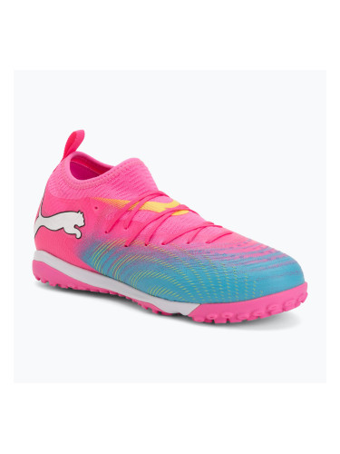 Детски футболни обувки PUMA Future 9 Match TT + Mid Jr poison pink/puma wht/sun stream/bright aqua/puma blk