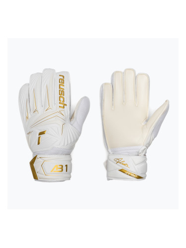 Детски вратарски ръкавици Reusch Attrakt AB1 Solid Junior white/gold