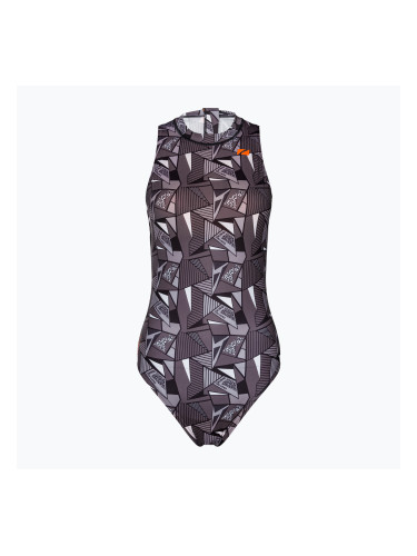 Дамски бански костюм от една част ZONE3 OWS Renew High Neck black/white