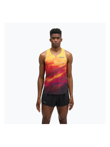 Мъжка тениска за бягане HOKA Race Day Singlet TR Print hoka citrus