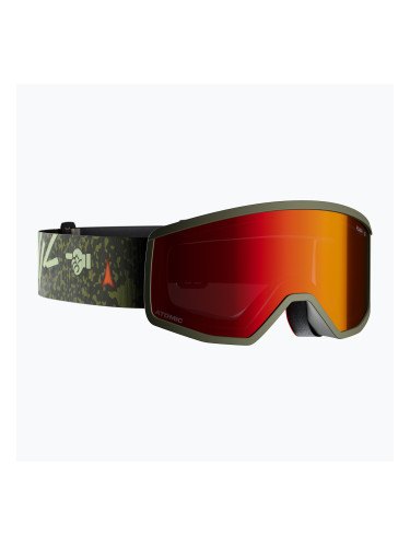 Детска скиорска маска Atomic Four Jr Flash graphic/olive/red flash