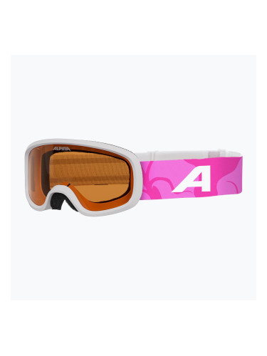 Детска скиорска маска Alpina Piney 2.0 white/pink matt