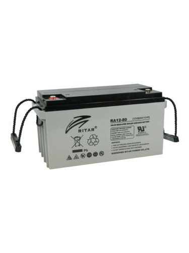 Оловна батерия RITAR (RA12-80), AGM, 12V, 80 Ah, 350/ 167/ 182 mm, Тер