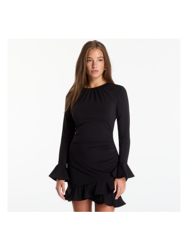 Облекло Michael Kors Ruched Ruffle Hem Dress Black XS