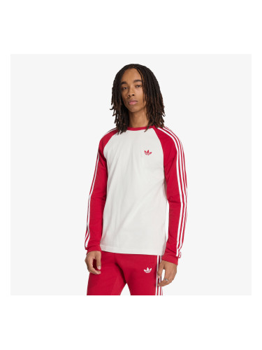 Тениска adidas 3-STRIPES Long-Sleeve Top Cloud White/ Team Victory Red S