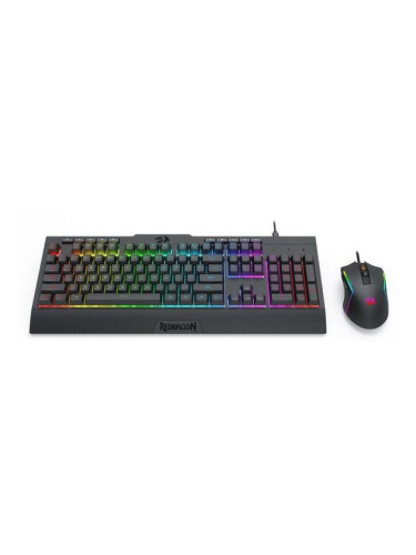  Комплект мишка и клавиатура Redragon - S151, безжичен, RGB, черен