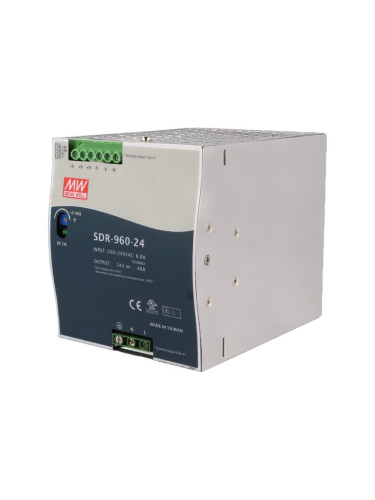 Захранване за DIN шина, 24VDC, 40A, 960W, IP20, MEAN WELL