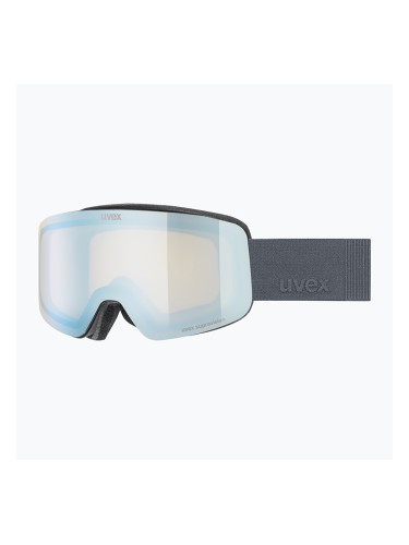 Детска скиорска маска UVEX Pwdr FM Jr S2 black matt/mirror sapphire