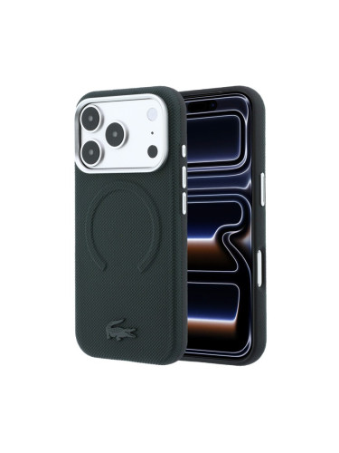 Гръб Lacoste за iPhone 18 Pro / 17 Pro, PVC Petit Pique Embossed MagSafe, Зелен