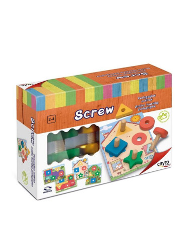 Дървена игра за завинтване и завиване Cayro - Форми и цветове