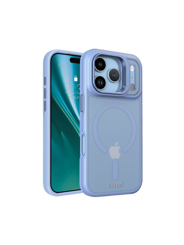 Кейс Etteri Morning Fog с Magsafe и стойка, за iPhone 17 Pro / 18 Pro, светлосин