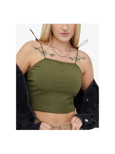 ADIDAS Logo-Print Spaghetti Strap Crop Top Green