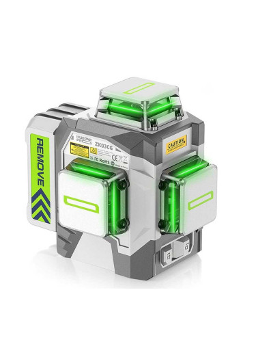 Нивелир лазерен линеен, Huepar Pro ZK03CG, 3D, 30/60 м, зелен лъч, 12 линии