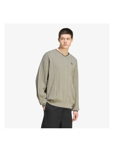 Пуловер adidas Cable Knit Crewneck Sweatshirt Silver Pebble S