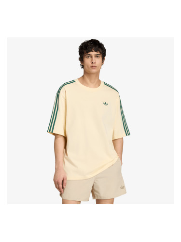 Тениска adidas Adicolor 3-Stripes Oversized T-Shirt Warm Vanilla/ Collegiate Green S