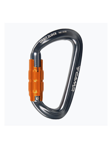 Карабинка CAMP Orbit 2Lock gun metal/orange