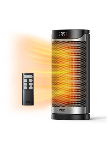 Вентилаторна печка DREO Solaris 619, 70° завъртане, 2000 W, 5 режима, 8-степенна защита, Таймер, Регулируема температура, Дистанционно управление, За