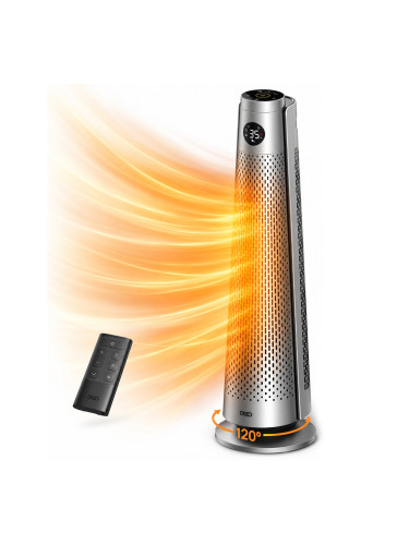 Вентилаторна печка DREO Solaris 718, 120° завъртане, 2000 W, 9 режима, 8-степенна защита, Таймер, Регулируема температура, Дистанционно управление, З