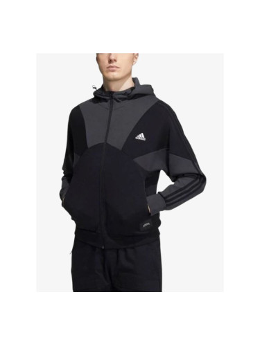 ADIDAS Casual Sports Hooded Splicing Black