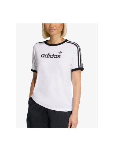 ADIDAS Originals Linear Logo 3-Stripes Tee In Cloud White